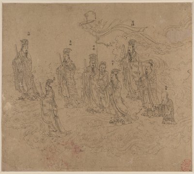 Album di Temi Taoisti e Buddhisti: Processione di Divinità Taoiste: Foglia 26 da Unknown artist