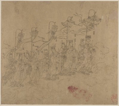 Album di Temi Taoisti e Buddhisti: Processione di Divinità Taoiste: Foglia 5 da Unknown artist