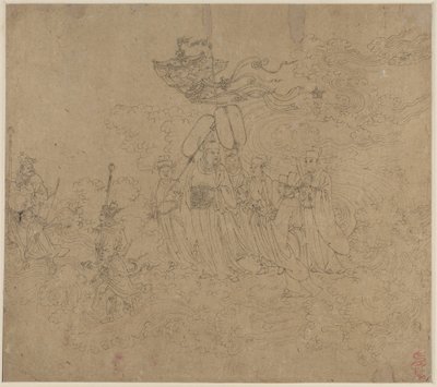 Album di Temi Taoisti e Buddhisti: Processione di Divinità Taoiste: Foglia 6 da Unknown artist