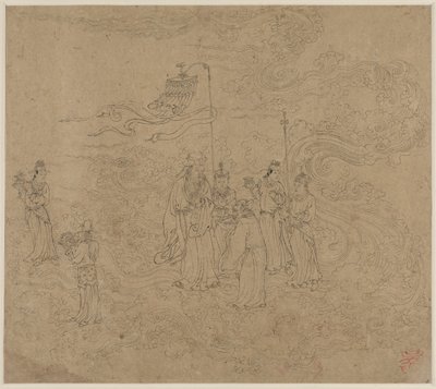 Album di Temi Taoisti e Buddhisti: Processione di Divinità Taoiste: Foglia 7 da Unknown artist