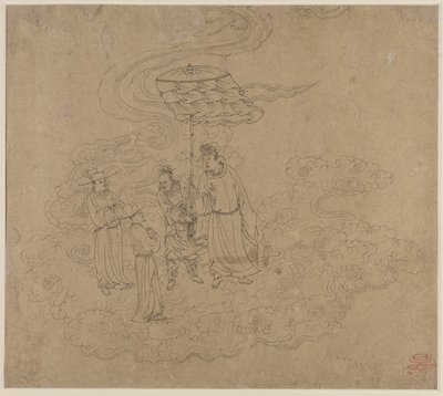 Album di Temi Taoisti e Buddhisti: Processione di Divinità Taoiste: Foglia 9 da Unknown artist