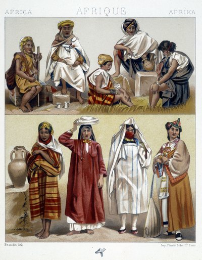 Algeria e Tunisia, costumi popolari - in "Le costume historique" di Racinet da Unknown artist