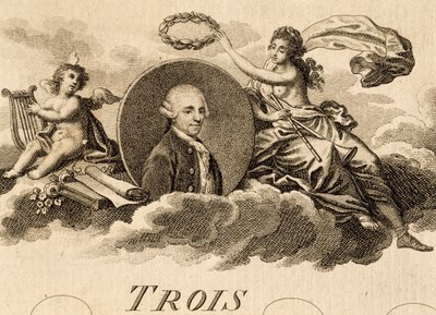 Allegoria di Franz Joseph Haydn sulla pagina del titolo della partitura per Tre Quartetti, Opus 75, Libro I da Unknown artist