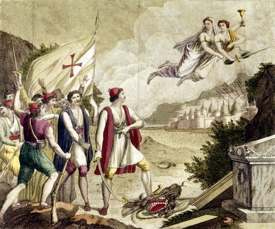 Allegoria del risveglio del sentimento nazionalista della Grecia sotto la dominazione ottomana che portò alla Guerra d