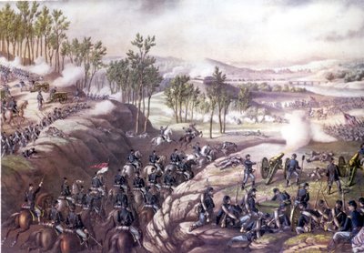 Guerra civile americana (1861 - 1865): Battaglia di Resaca (Georgia) 13-15 maggio 1864. Incisione del XIX secolo da Unknown artist
