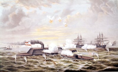 Guerra Civile Americana (1861 - 1865): Battaglia navale di Hampton Roads (Virginia) 08-09 marzo da Unknown artist