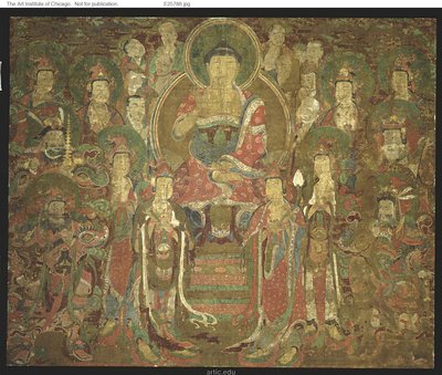 Amitabha Buddha con assemblea 아미타불회도 da Unknown artist