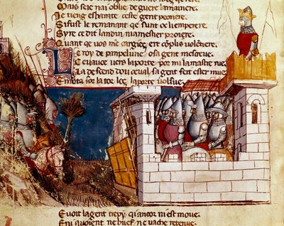 Un esercito si rifugia in un castello e sale sul ponte levatoio da Unknown artist