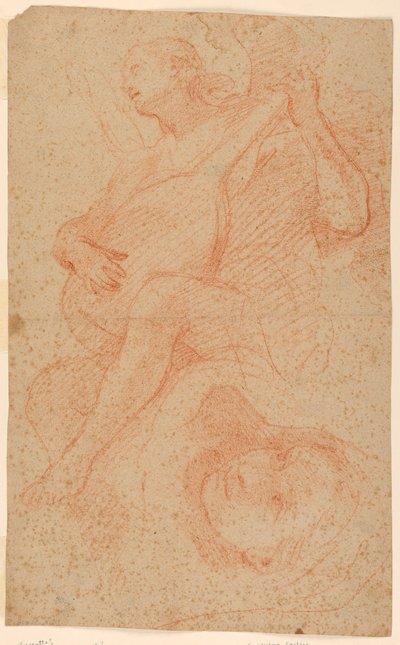 Angelo che suona il liuto; Verso angeli con croce da Unknown artist