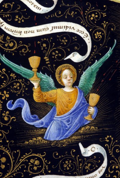 Angelo che tiene due calici. Miniatura di Belbello da Pavia da Unknown artist