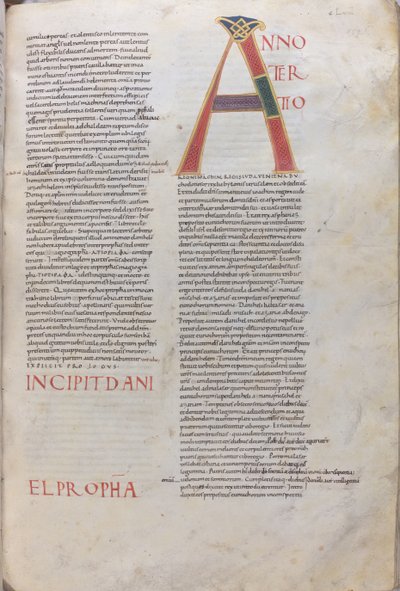 Anno tertio: Incipit Daniel Propha.Incipit del Libro del Profeta Daniele, XI secolo (miniatura, manoscritto membranaceo) da Unknown artist