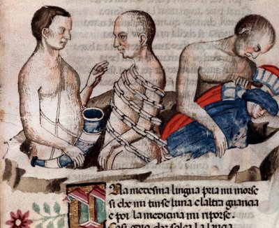 Anteo il gigante abbassa Dante e Virgilio sul terreno ghiacciato del cerchio del Tradimento (canto 31 dell