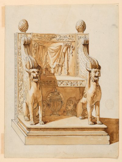 Sedia antica con temi bacchici da Unknown artist