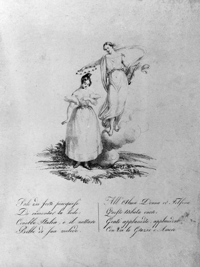 Apoteosi di Maria Garcia detta la Malibran (1808-1836) cantante. Incisione del XIX secolo. Milano da Unknown artist