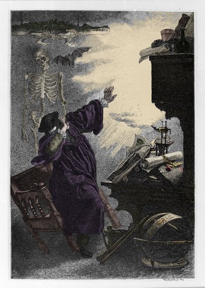 Apparizione di Mefistofele a Faust Illustrazione di "Faust" di Johann Wolfgang von Goethe (1749-1832) (Illustrazione per "Faust" di Goethe) Incisione da Unknown artist