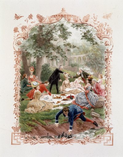 Picnic aristocratico nei giardini del castello di Versailles da Unknown artist