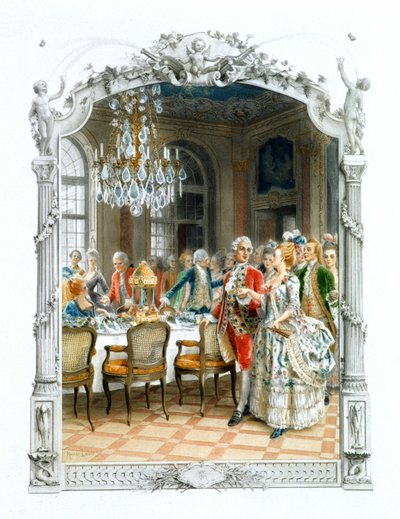 Aristocratici a tavola nel XVII secolo - in "Una donna di qualità nel secolo passato" da Unknown artist