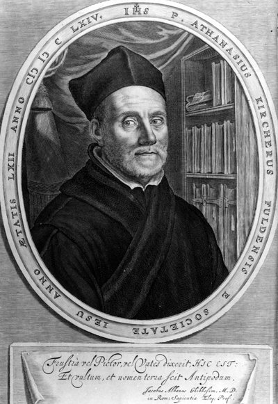Athanasius Kircher (1601 - 1680), gesuita, orientalista e studioso tedesco - Incisione del XVIII secolo da Unknown artist