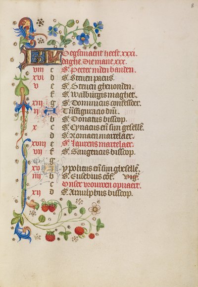 Pagina del calendario di agosto da Unknown artist