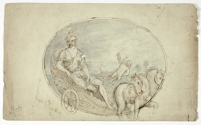 Aurora nel suo carro (recto); tre busti maschili (verso) da Unknown artist