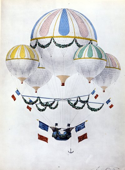 Flottiglia di palloni aerostatici di Eugène Godard (1827-1890) da Unknown artist