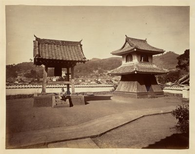 [Campanile e torre del tamburo del Tempio Jinso-ji] da Unknown artist
