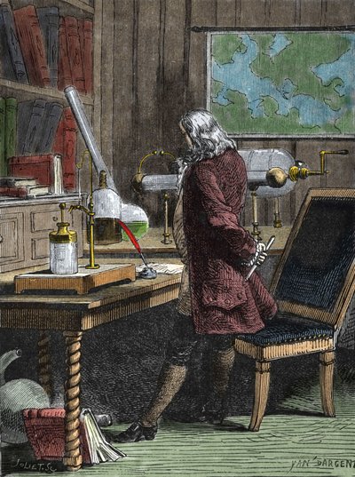 Benjamin Franklin (1706-1790), filosofo, fisico e ambasciatore americano nel suo laboratorio a Filadelfia da Unknown artist