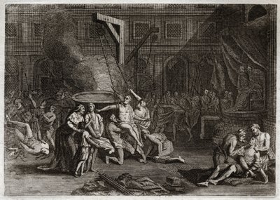 Bibbia di Royaumont, Antico Testamento: Martirio dei Maccabei. I sette fratelli Maccabei vengono martirizzati piuttosto che tradire la loro fede. Illustrazione del 1811 da Unknown artist