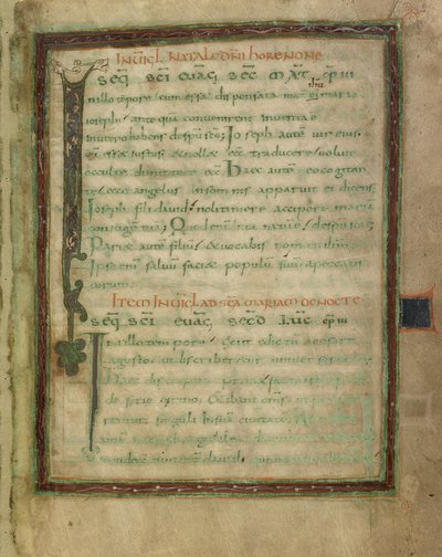 Bifolio di un lezionario evangelico (fogli 5 e 12) da Unknown artist