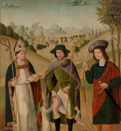Vescovo santo, San Rocco e San Sebastiano da Unknown artist