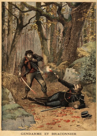 Lotta sanguinosa tra un bracconiere e un poliziotto nei pressi di Bezier da Unknown artist