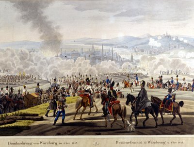 Bombardamento di Würzburg nel 1813 incisione del XIX secolo da Unknown artist