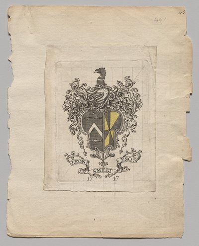 Ex Libris: Leonard Smelt, Esq. da Unknown artist