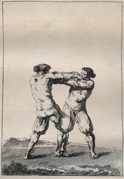 Lottatori bretoni incisione in "Voyage dans le Finistère ou État de ce département en 1794 et 1795" di Jacques Cambry (1749-1807) da Unknown artist