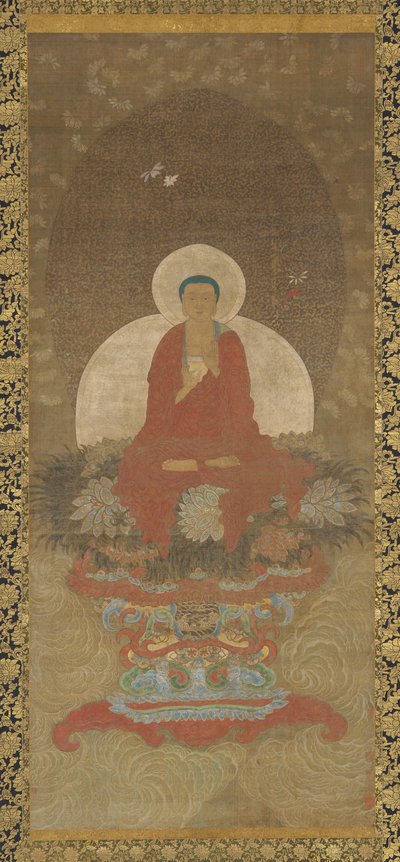 Buddha in trono su un tappeto di erba Kusa da Unknown artist