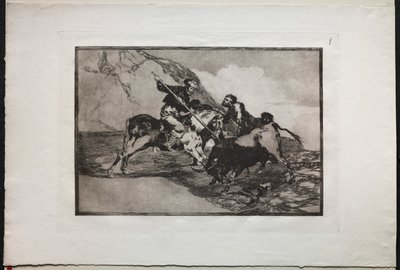 Corride: Il modo in cui gli antichi spagnoli cacciavano i tori a cavallo in aperta campagna da Unknown artist