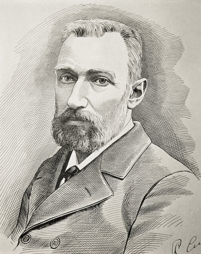 Pierre Curie (1859-1906). Fisico francese. Ritratto del 1898. Incisione da Unknown artist