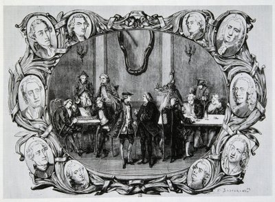 Café Procope a Parigi nel XVIII secolo con Buffon, Gilbert, Diderot, D
