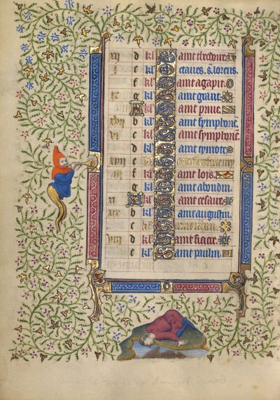 Pagina del calendario di agosto continua da Unknown artist
