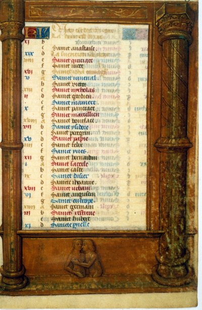 Calendario e segno dei Gemelli - Miniatura, Medioevo (rif. 135, 003r): Richiedere permesso alla Biblioteca Municipale di Tolosa (tel: 05 62 27 66 66) da Unknown artist