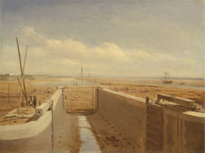 Canale in costruzione, possibilmente il canale di Bude da Unknown artist