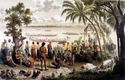 Gara di canoe a Bassac, Laos. Atlante del viaggio di esplorazione in Indocina negli anni 1866 - 1868, a cura di F. Garnier da Unknown artist