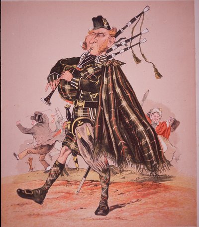 Caricatura di un piper delle Highlands da Unknown artist