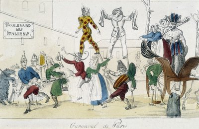 Carnevale di Parigi, boulevard des Italians - incisione del XVIII secolo, Carnavalet da Unknown artist