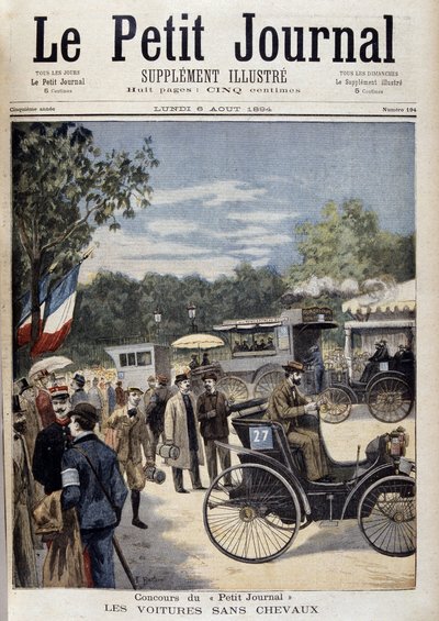 Automobili senza cavalli, prima auto Panhard Levassor - copertina. "Le Petite Journal" del 6 agosto da Unknown artist