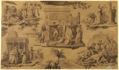 Cartone per tessuto stampato: I francesi in Egitto [Les Francais en Egypte] da Unknown artist