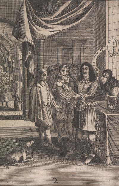 Cartone animato che mostra Carlo II e il fuoco da Unknown artist
