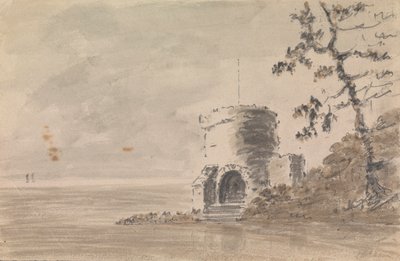 Rovina di Castello in Scena Paesaggistica con un Lago da Unknown artist