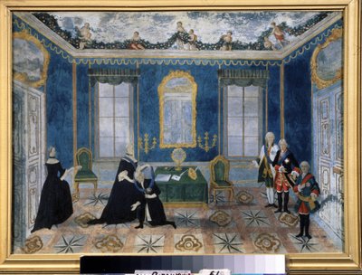 Caterina II di Russia richiama il cancelliere Aleksej Bestužev-Rjumin a corte da Unknown artist