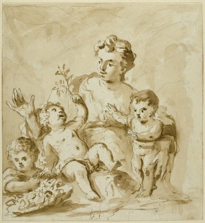 Carità con la madre (Madre con tre bambini) da Unknown artist